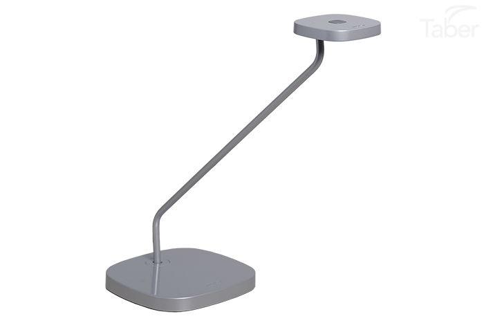 Luxo Trace LED task light with table/desk base and USB port, Silver Grey
