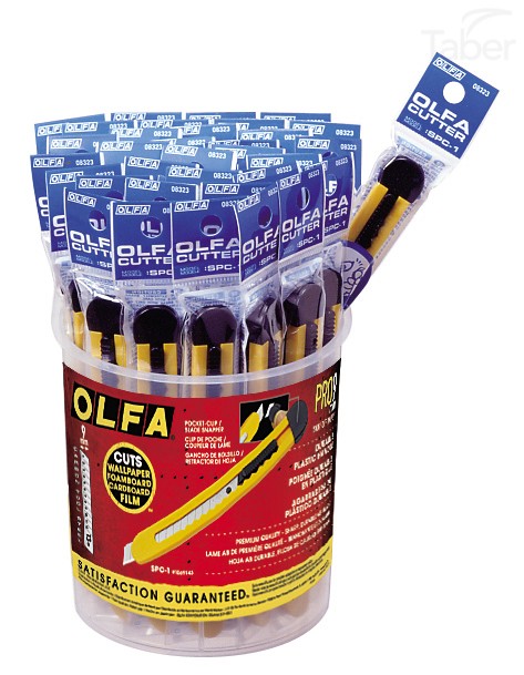 Olfa SPC-1/40 Plastic Standard-Duty Cutters in bucket display