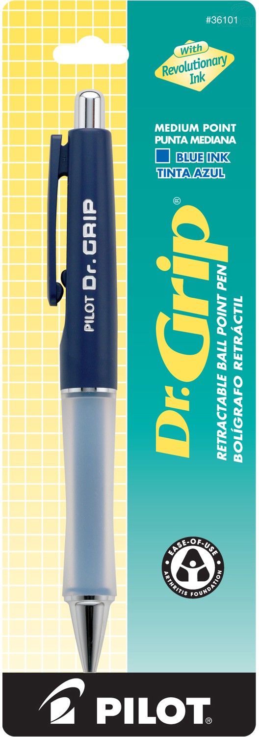 Pilot BDG Dr. Grip Ball-Point Pen, Blue Barrel, Blue Ink, Medium Pt