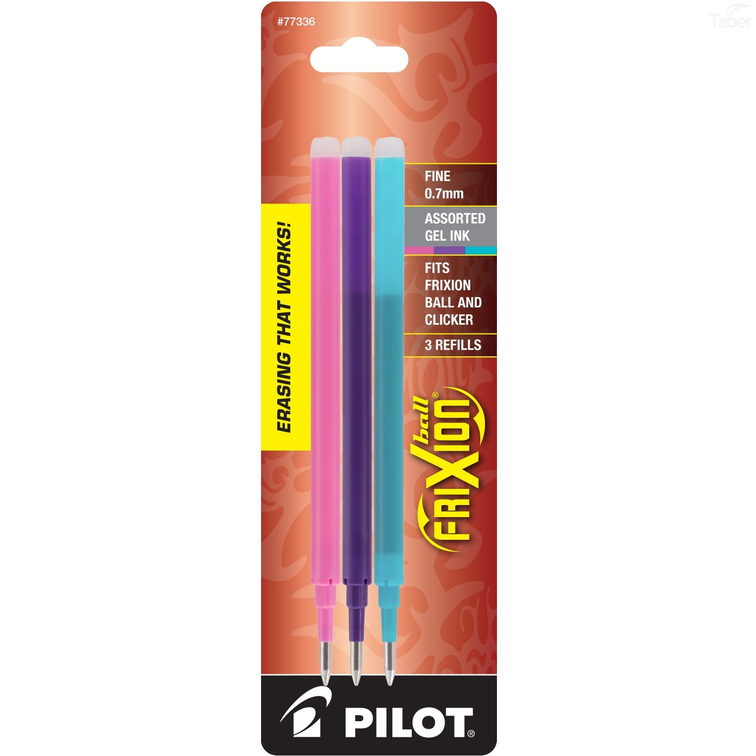 Pilot FriXion Refill, Fine Point, Asst, 3pk Pink/Purple/Turquoise