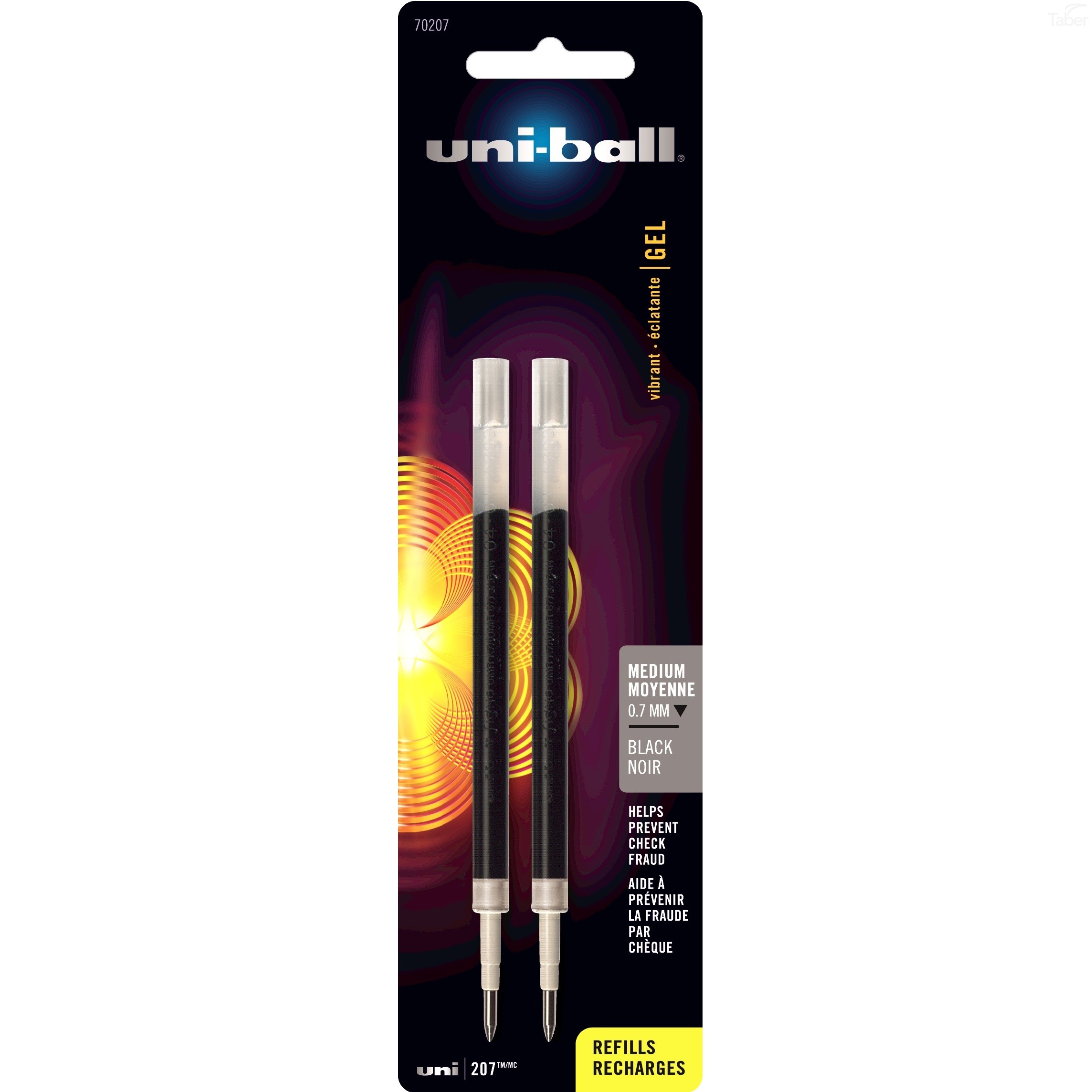 Uni-Ball 207 Gel Pen Refill Med Black 2cd