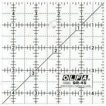 Olfa QR-4S 4 1/2" Square Acrylic Ruler Non-Slip, Frosted 