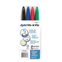 Expo Vis-A-Vis Transparency Marker, Fine, 4 Color Set