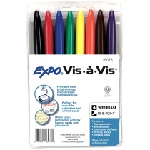 Expo Vis-A-Vis Transparency Marker, Fine, 8 Color Set